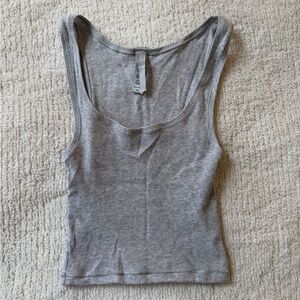 Skims Gray Ribbed Tank Top